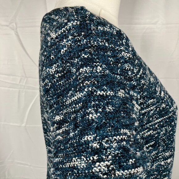 Talbots Tweed Fit & Flare Short Sleeve Crew Neck Dress Womens 10P Teal Black New - Picture 6 of 15